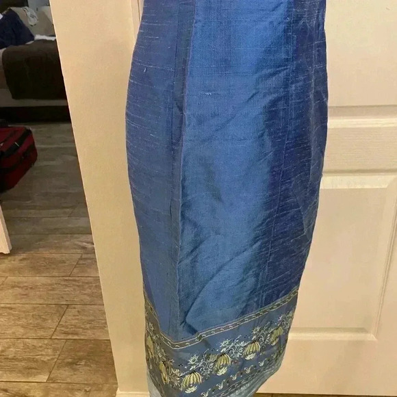 Paule Vasseur Blue Silk Sheath Embroidered Dress - Picture 8 of 10